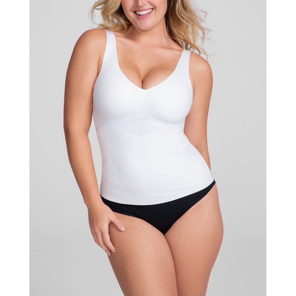 HONEYLOVE Liftwear Tank ASTRAL White‎ Built in Bra Support Compression 2X NWT